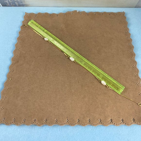 Vintage 14K Gold Cobra Chain & Rice Pearl Bracelet - Picture 5 of 7